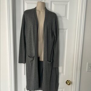 Open Front Cardigan with Pockets Charcoal